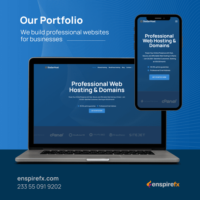 StellerHost – EnspireFX Websites Ltd StellerHost - Société de conception de sites web au Ghana