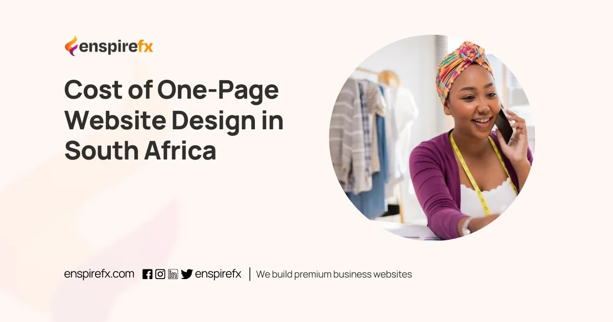 Coût de la conception d'un site web d'une page en Afrique du Sud Coût de la conception d'un site web d'une page en Afrique du Sud