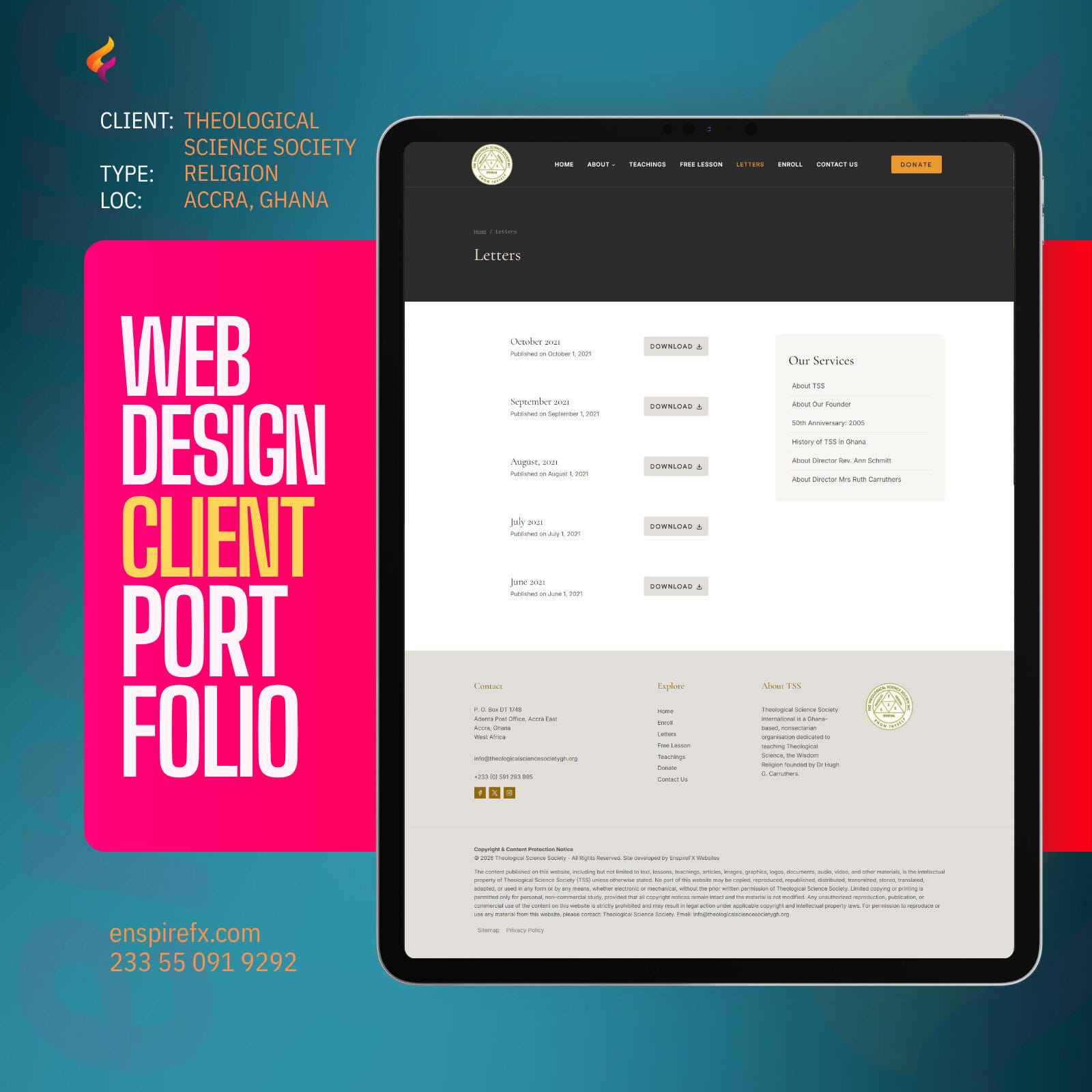Best Web Design Company in Ghana - Religious Organisation Website Development - EnspireFX Websites