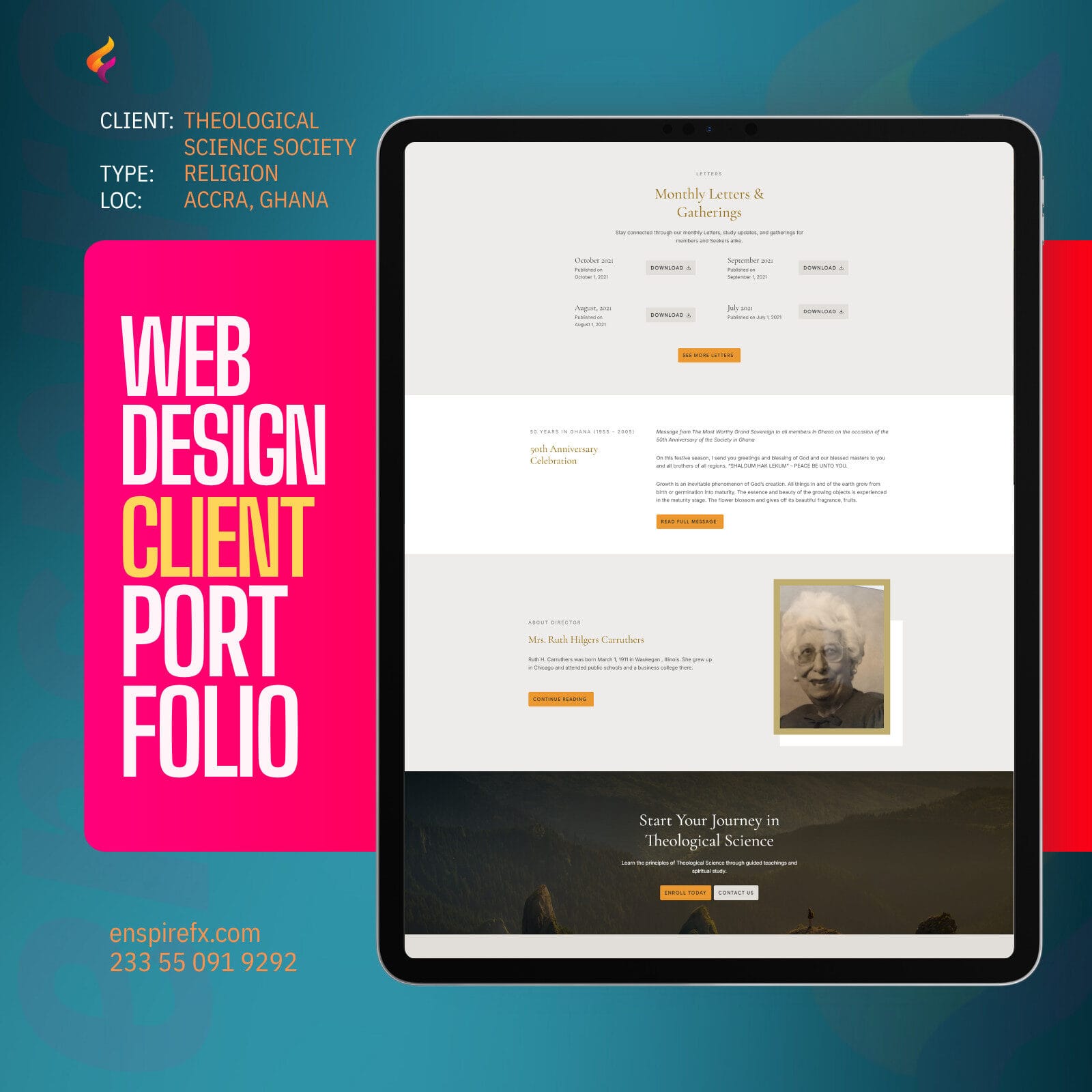 Best Web Design Company in Ghana - Religious Organisation Website Development - EnspireFX Websites