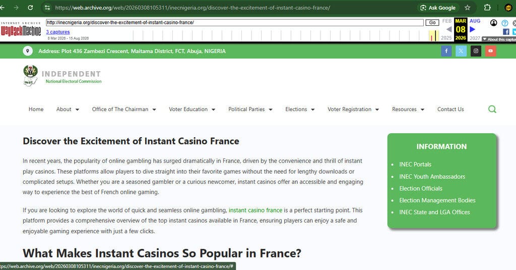 Gambling Content Surfaces on Official Website of Nigeria's Electoral Commission – EnspireFX Websites Gambling Content Surfaces on Official Website of Nigeria's Electoral Commission – EnspireFX Websites